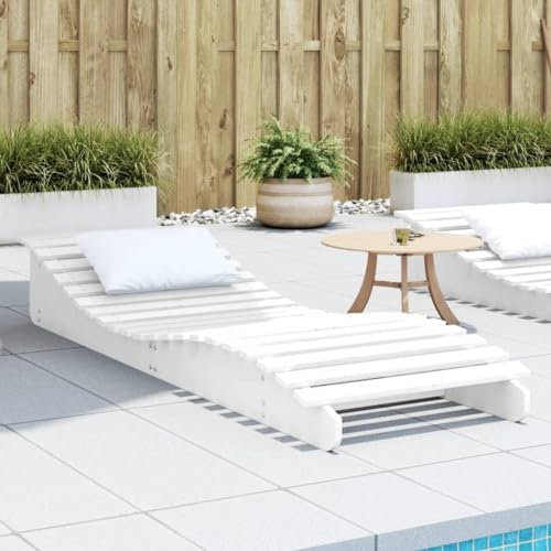 CIADAZ Sonnenliege Weiß 205x60x31,5 cm Massivholz Kiefer, Gartenliege, Liegestuhl, Sonnenstuhl, Sonneninsel Outdoor, Liegen, Gartenmöbel, Bäderliege, Relaxliege - 832574