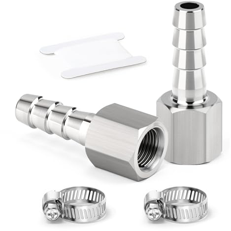 ERGAOBOY 2 Stück Schlauchanschlüsse aus Edelstahl 304, 8 mm Schlauchstutzen auf 3/8 BSP-Innengewinde, industrielle Klemmringverschraubung für Wasser, Kraftstoff, Luft und Hydrauliksysteme