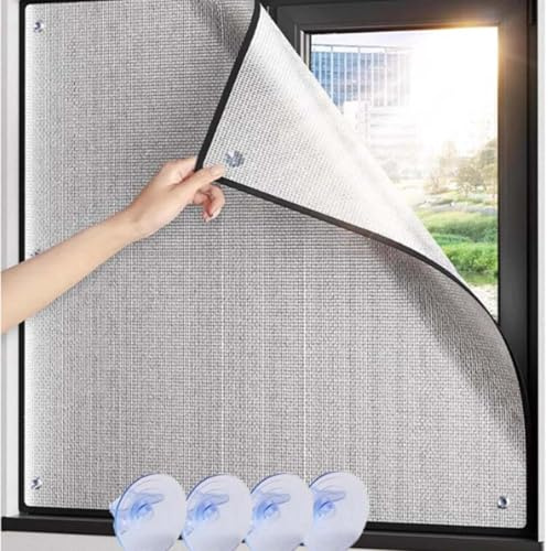 Window film sun blocker,Window heat reflector，Black out window film，Sun reflectors for windows，Sun protection window film，for sunroom/balcony/washing machine/floor/office silent,75x75cm/29.5x29.5in(Gr