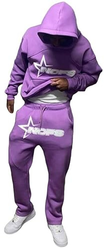 Générique Ensemble de Jogging NOFS Y2K Homme, 2 Pièces Tracksuit, Légère Ensemble de Survêtement Unisexe, Sweat à Capuche et Pantalon Sport, Style Streetwear Hip Hop 2025