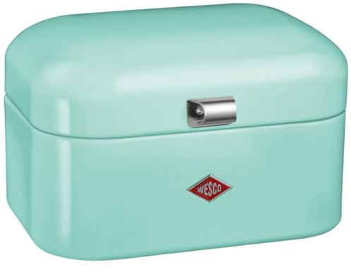 WESCO Single Grandy bread bin in mint green, powder-coated sheet steel, ventilation holes and sturdy handle