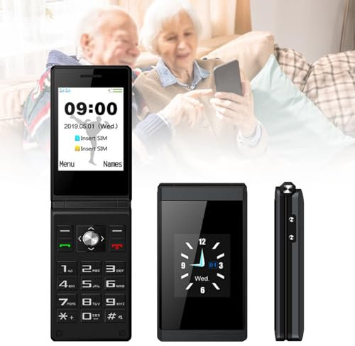 Telefoni Cellulari di Base per Anziani e Bambini, Telefoni Stupidi Sbloccati, Telefoni Cellulari Senza Internet - con Pulsanti Grandi, MP3, MP4, Fotocamera, Torcia Elettrica, SOS,Black