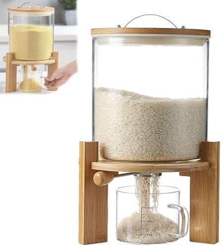 Müslispender Aus Glas, Reisspender, Mehl- Und Müslibehälter, Mit Deckel, Luftdichter Reisbehälter Für Die Speisekammer In Der Küche(Size:5L)