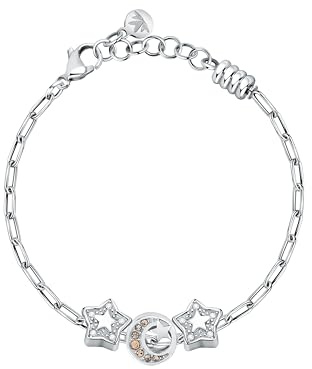 Morellato Bracciale Donna in Acciaio, Cristalli, Collezione DROPS, Luna e Stelle, Gioiello Donna - SCZ1378