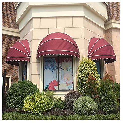 Markise für Fenstertür, Fenster, Eingang, Markise, Türvordach, faltbar, rund, Terrassenmarkise, Sonnenschutz, dekorativer Outdoor-Unterstand für Regen und Schnee, anpassbare Farbgröße zum Schutz (Rot,