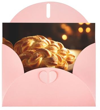 WZYWHJ Biglietto di auguri rosa per le vacanze, 15,2 x 10,2 cm, con busta, per Natale, compleanno, San Valentino, invito per feste, impasto fritto