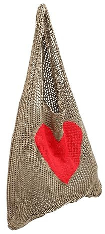 Cabilock Strick-netztasche Herzmuster Netz-einkaufstasche Leichte Einkaufstasche Netztasche Für Taschen Schlüssel Und Kleine Gegenstände Schnell Reinigbar Leicht Tragbar