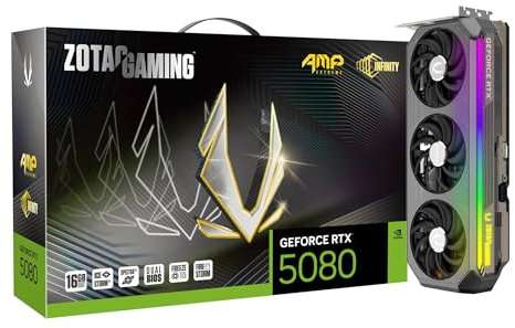 ZOTAC Gaming GeForce RTX 5080 AMP Extreme Infinity Carte graphique GDDR7 16 Go avec éclairage RVB et triple ventilateur