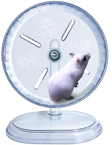 Silent Hamster Exercise Wheel,Quiet Hamsters Wheels,Adjustable Stand Silent Hamster Wheel for Hamsters,Gerbils,Mice,Small Animals (Transparent, Ф 7 inch)