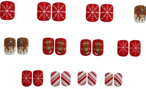 Motifs d'ongles de Noël avec bonhomme de neige et flocon de neige Presse à la mode Courte Place Faux NASILS Stick sur Fournitures de beauté pour ongles