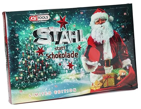 KS Tools Stahl statt Schokolade Adventskalender – 1/4 Torsions Bitsatz 42-teilig im Adventskoffer | inklusive Stecknüsse, Bits, Knarre & Zubehör