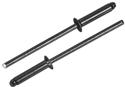 QUARKZMAN 100Pcs Remaches Ciegos Aluminio 1/8x1/2, Empuñadura Aluminio Y Vástago Acero, Remaches Cabeza Avellanada Y División Larga Para Metal, Muebles, Automoción, Negro