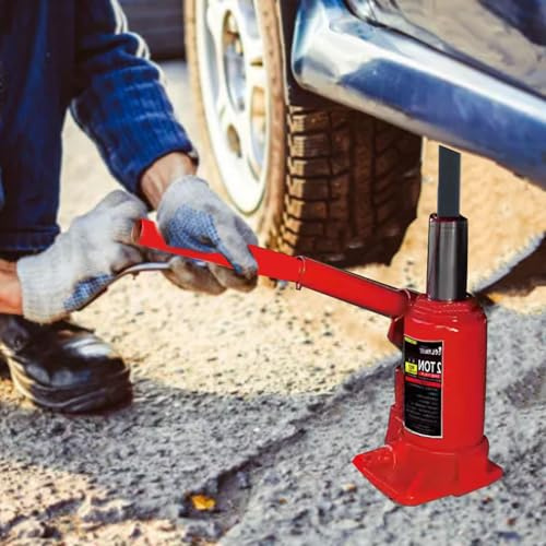 Denash Construction en Acier Durable avec Cric-Bouteille Hydraulique de 3 Tonnes pour la Réparation et L'entretien des Voitures, des SUV et des Camions