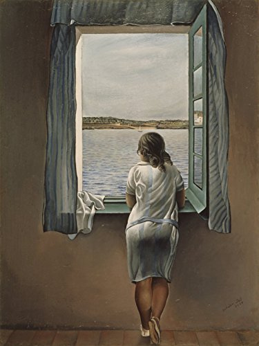 time4art Salvador Dali Surrealism Girl at The Window Mädchen am Fenster Print Canvas Bild auf Keilrahmen Leinwand (80x60cm)