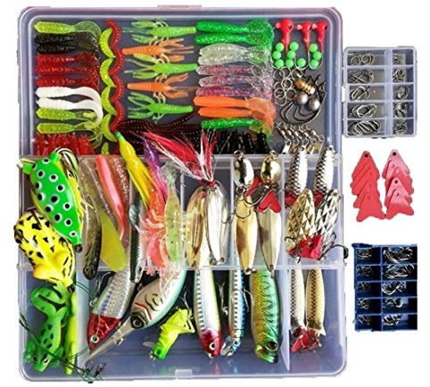 275PCS Fishing Lures Set Including Crankbaits Spinnerbaits Plastic Worms Jigs Topwater Lures Hook for Trout Bass Salmon