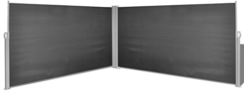utdragbar sidomärkning markis 160 x 600 cm stående markis med stativstöd synskydd solskydd svart för balkong terrass