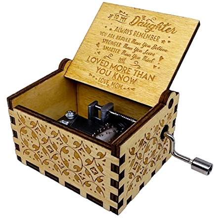 You Are My Sunshine Spieluhr, 18 Noten, Handkurbel, graviert, Holz, antikes Vintage-Design, personalisierbares Geschenk für Weihnachten, Geburtstag (von Mutter zu Tochter)