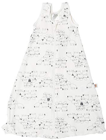Ergobaby Baby-Schlafsack Sommer mit Füßen Gurtschlitz 0.5 TOG Baumwolle Sommerschlafsack On The Move Sheep, 6-18 Monate