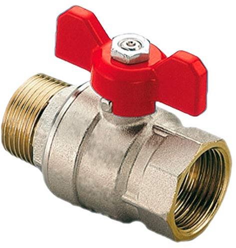 MegaHaustechnik Kugelhahn aus Messing mit 1/2 Rohr Zoll Aussengewinde AG und Innengewinde IG DN15 Trinkwasser geeignet Druck PN 25 Bar mit Flügelgriff rot Wasser Heizung Druckluft Absperr Hahn Ventil