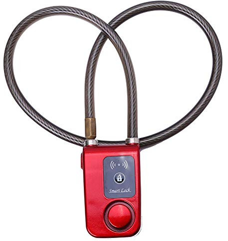 Vbest life Fahrradschloss, Bluetooth APP-Steuerung Fahrradschloss Smart Lock Anti-Diebstahl-Alarm Kettenschloss mit 105 dB Alarm für Fahrradtore(rot)