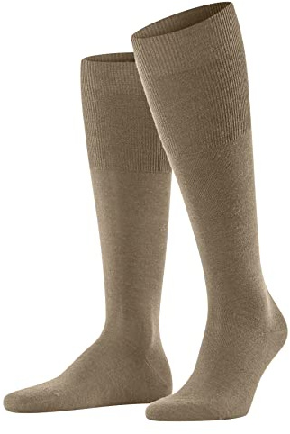 FALKE Knästrumpor Airport ny ull bomull män svart vit många fler färger förstärkta knästrumpor utan mönster andas långa enfärgade höga och varma 1 par, Beige (beige melange 4043), 46 EU