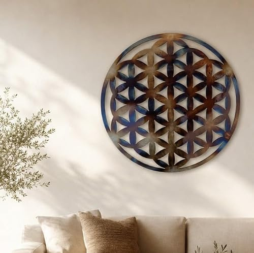 MetalArtWallDecor Wanddeko Blume des Lebens Metall 60 cm