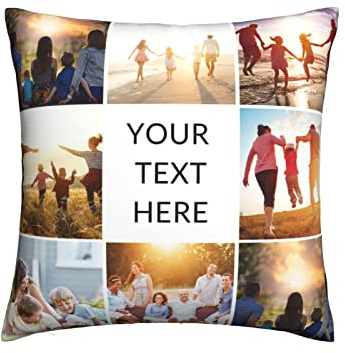 Naispanda Cuscino Personalizzato con Foto e Scritte 60x60 cm Personalizzabile Idea Regalo Simpatica ed Originale per Festa del papà, della Mamma, Compleanno, per Lui e lei