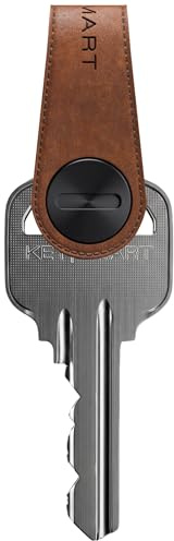 KeySmart Mini Leather Key Organizer Keychain Holder - Brown Leather Key Holder for Keychain Carabiner Clip Included, Key Smart Key Holder Key Case Key Ring, Attach Car Key Fob - Up To 5 Keys, Brown