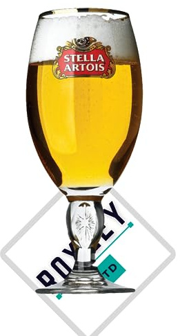 2 x roxley 33cl Stella Glasses + 2 Branded Stella Beer mats