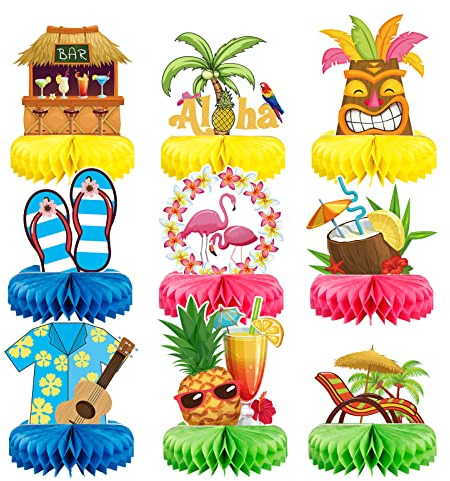 CHALA Hawaii Tischdekoration Bienenwaben Hawaii Party Deko Tiki Tischaufsätze Deko Hawaiianische Dekoration Luau 3D Partyzubehör Sommer Pool Party für Sommer Aloha Flamingo Deko Geburtstag Party