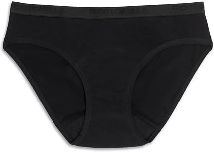 Cotonella, FloWear Saugstarker Slip aus weicher bielastischer Baumwolle, mit antibakteriellem Zwickel, waschbar und wiederverwendbar, geeignet für moderaten Fluss - Art. ADB62, Schwarz , 5