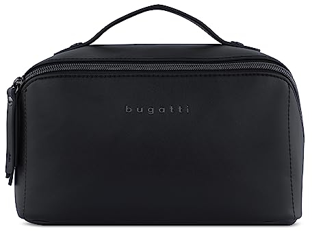 bugatti Almata Kulturbeutel Damen, Make-up-Tasche mit großer Öffnung für Reisen, schwarz