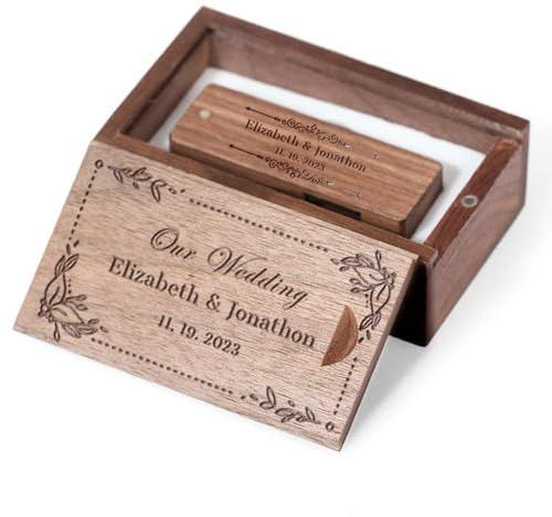 Clé USB Personnalisée Cadeau personnalisé gravé en Bois Massif USB Flash Drive pour Mariage, Remise des diplômes, Anniversaire Cadeau Style 02