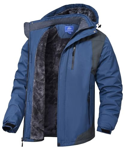 Zzkouine Herren 3in1 Jacket, wind- und wasserdichte Winterjacke aus 4-Wege-Stretch mit abnehmbarer Kapuze, belüftete und wasserdichte Jacke für Wanderungen und andere Outdoor-Aktivitäten-Blue-L