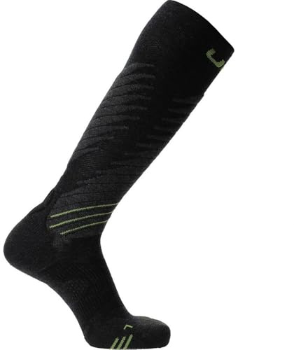 UYN Trekking One Medium Strumpor för Alla Årstider - Merinoull Vandringsstrumpor med Zerocuff för komfort, andningsförmåga och prestanda året runt, Anthracit/Lime, 39-41 EU