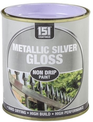 300 ml Metallic Silver Gloss Non Drip Paint Tin - for Interior & Exterior – Smooth, Hard-Drying Formula for Mess-Free Application & Durable Finish