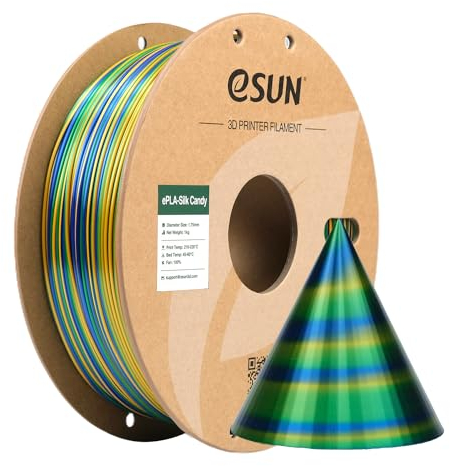 eSUN Silk Candy PLA Filament 1.75mm, Silky Multicolored 3D Drucker Filament PLA, Gradient Changing 1KG Spule (2.2 LBS) für 3D Drucker, Gold Blau Grün