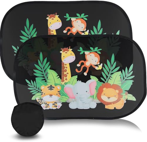 dellyy Pare Soleil Voiture Bébé, 2 Pièces Pare Soleil Voiture, 48 x 30 cm Protection UV/Chaleur, Sac de Rangement fourni, Pare Soleil Voiture Arriere Adsorption de Film électrostatique