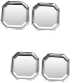 Garneck 4 Pièces plat octogonal trempettes plateaux assiette reutilisable plateau de presentation pickleball ustensiles de service assiettes de plat en inox carré sauce soja