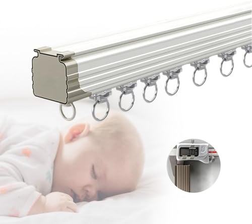 Aluminium Vorhangschiene 1 Läufig Gardinenschiene Decken- Oder Wandmontage Mit 10 Riemenscheibe/m Für Raumteiler Wohnmobil-Vorhang 180/300/450/500cm(Farbe:White,Size:100cm)