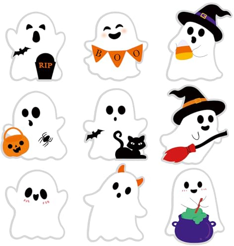 Halloween Aufkleber Sticker Dekorationen, 108 Stück Niedlich Gespenster Sticker Set Halloween Kinder, Selbstklebend Aufkleber Halloween Sticker Kinder für Tüten Klebehand Umschläge Geschenke Party