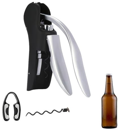 Raxove Tire-bouchon à levier vertical pour bouteille de vin – Outils de bar et de vin manuels avec vis anti-adhésives supplémentaires et coupe-