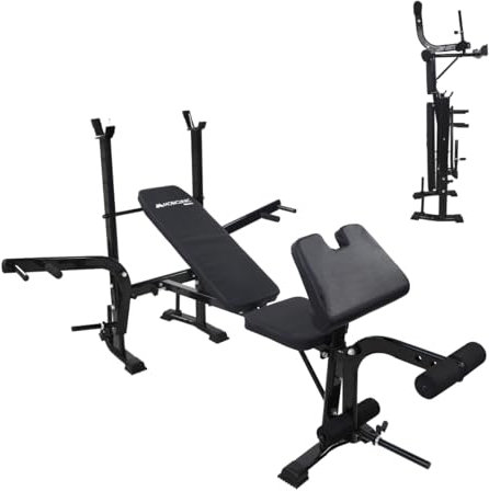 Mobiclinic® fitness, Multifunktionale trainingsbank, Pressfit, Verstellbar, Klappbar, Stahl, Belastbar bis 250 kg, Unterstützung für stangen, Ideal kraftübungen zu hause