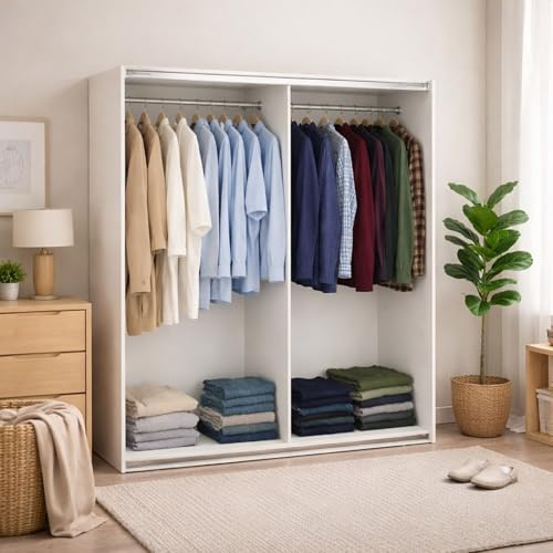 Dmora - Großer Mehrzweckschrank Janelle, Multifunktionale Möbel, Schuhschrank, Besenschrank, 179x62 h220 cm, Weiß