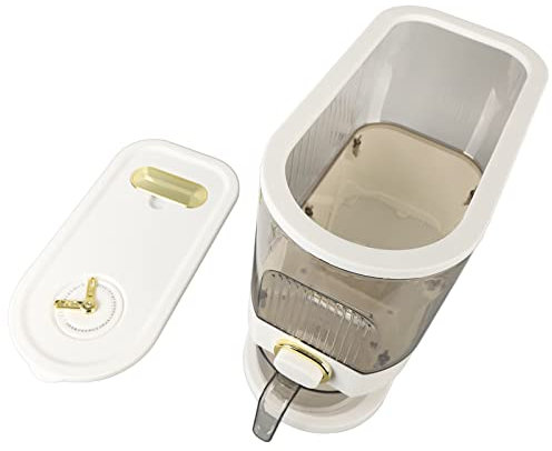 Rice Dispenser, Button Rice Dispenser Clear Cereal Dispenser with Measuring Cup Rice Container for Rice, Barley, Mung Beans, Red Beans (TIKATARERwmnk80yiuz-12)