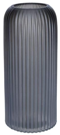 INNA-GLAS Dekovase ALBURGIS mit Rillen, Glas, grau-metallic, 20cm, Ø8,7cm - Blumenvase