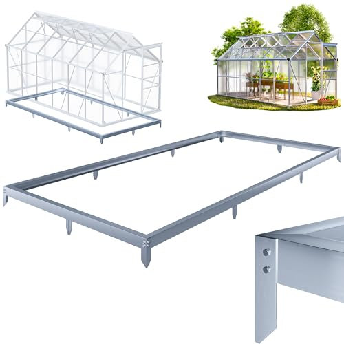 GARDEBRUK® Fondation Serre de Jardin 380x190cm Acier Inoxydable Cadre Acier matériel Montage Fixation Sol embase Serre Aluminium Polycarbonate