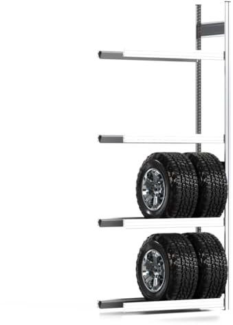 REGALWERK Räderregal mit Tiefenriegel - 250 kg - 2.500 x 1.005 x 400 mm (HxBxT) - 4 Ebenen - Anbauregal - Steckregal BERT