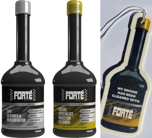 Forte Engine Treatment Twin Pack, DPF Cleaner & Regenerator + Diesel Injector Cleaner, 400ml Each, with Air Freshener