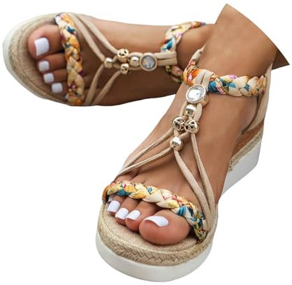 Générique Sandales Compensées Femme Chaussure Femme Compensée Piscine Maison Pantoufles Légères Chaussures Été Confortable Confortables Respirantes Avec Talon Sandale
